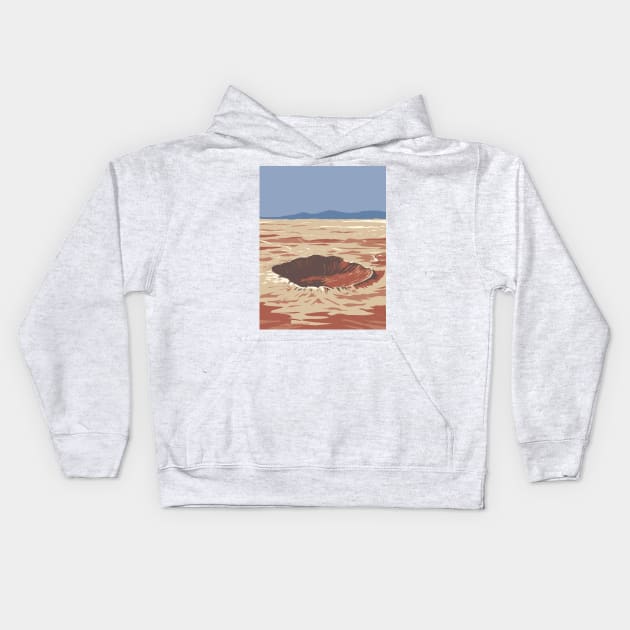 Meteor Crater or Barringer Crater Coconino County Northern Arizona USA WPA Art Poster Kids Hoodie by patrimonio